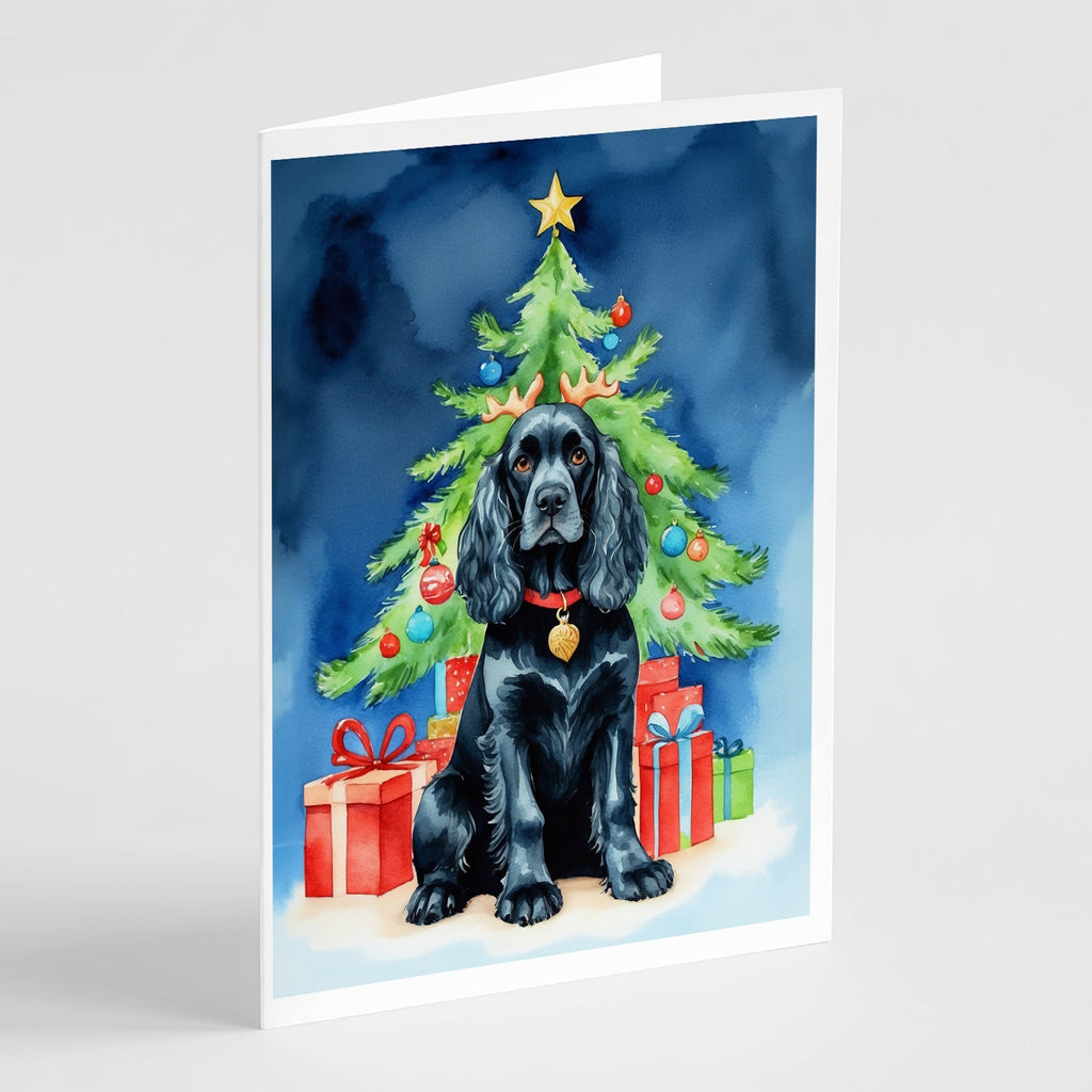 Black Cocker Spaniel Christmas Reindeer Greeting Cards Pack of 8 Blank Cards with Envelopes Whimsical A7 Size 5x7