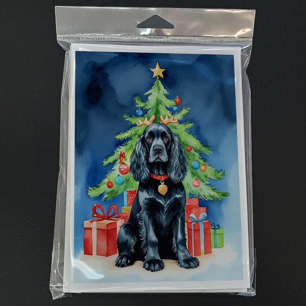 Black Cocker Spaniel Christmas Reindeer Greeting Cards Pack of 8 Blank Cards with Envelopes Whimsical A7 Size 5x7
