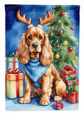 Cocker Spaniel Christmas Reindeer House Flag 28x40 Porch Sleeve Pole Decorative Outside Yard Banner Artwork Wall Hanging, Polyester