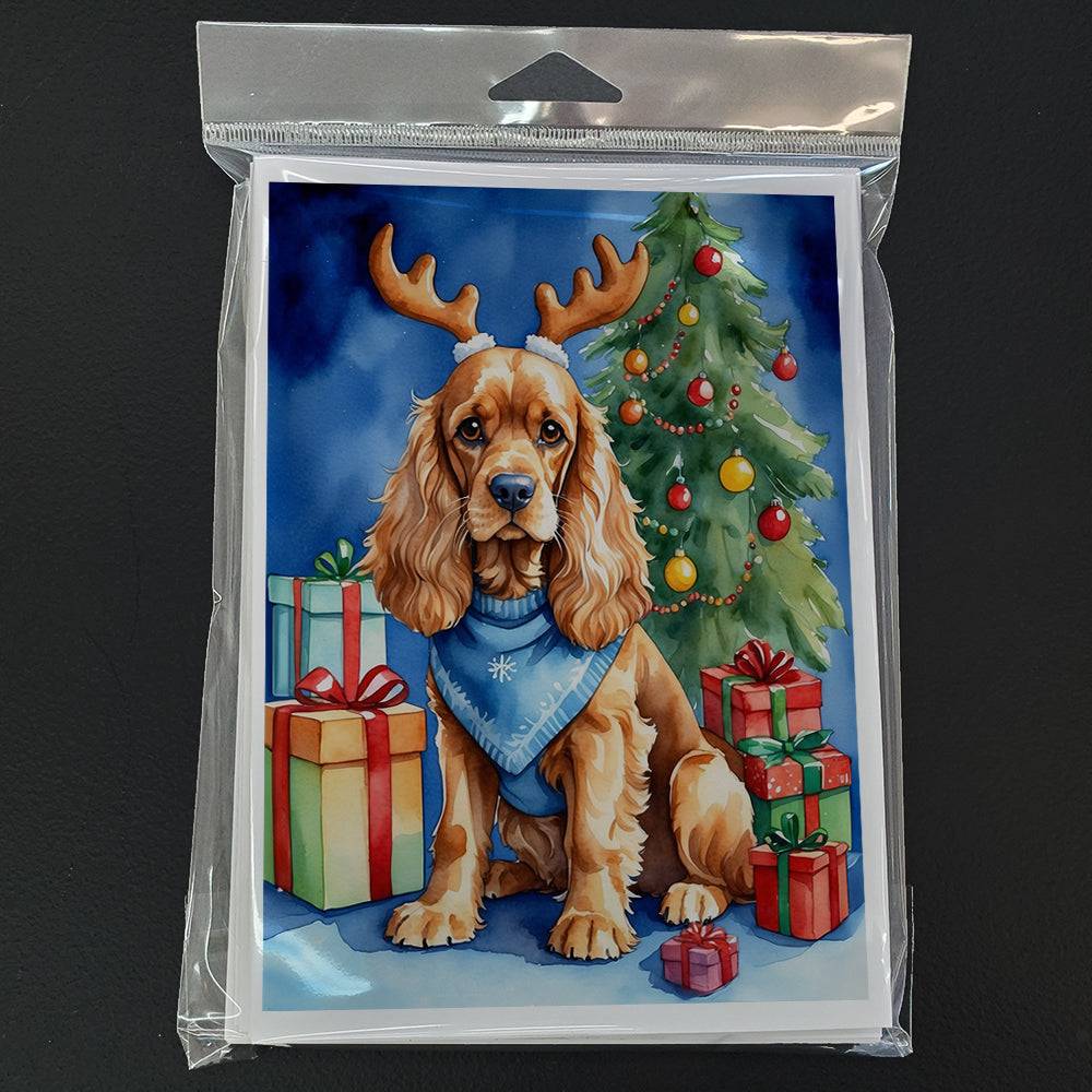 Cocker Spaniel Christmas Reindeer Greeting Cards Pack of 8 Blank Cards with Envelopes Whimsical A7 Size 5x7