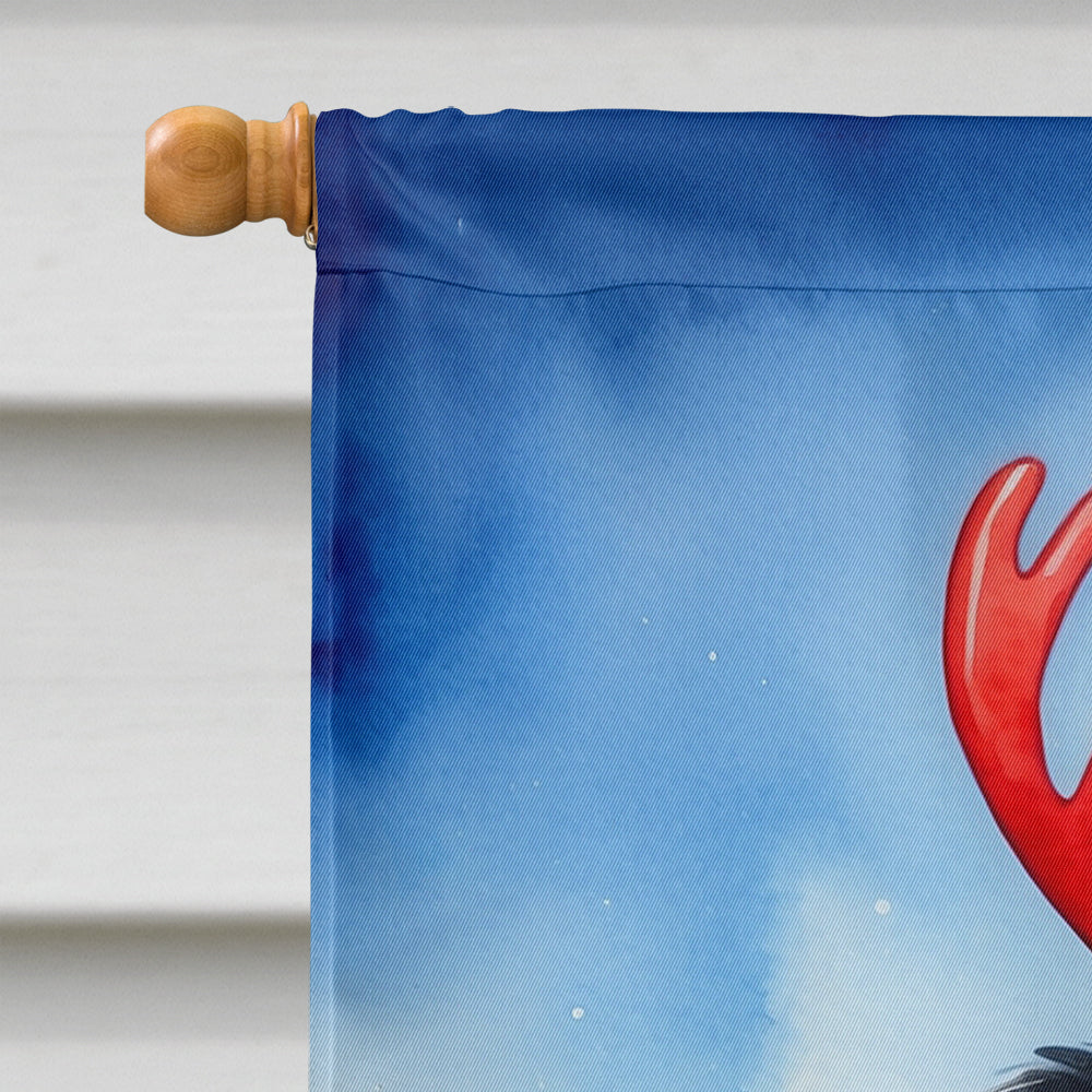 Collie Christmas Reindeer House Flag 28x40 Porch Sleeve Pole Decorative Outside Yard Banner Artwork Wall Hanging, Polyester