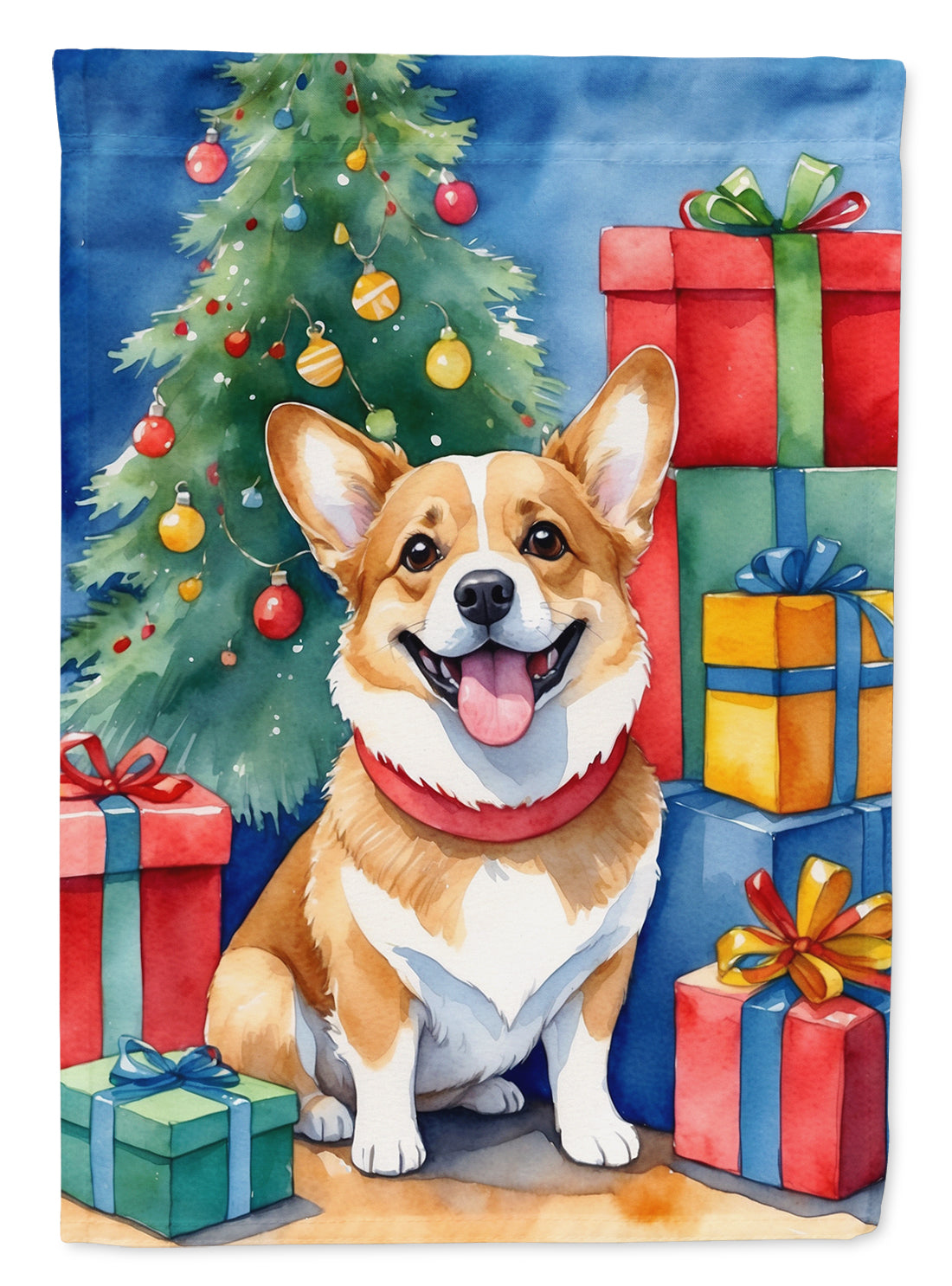 Corgi Christmas Reindeer House Flag 28x40 Porch Sleeve Pole Decorative Outside Yard Banner Artwork Wall Hanging, Polyester
