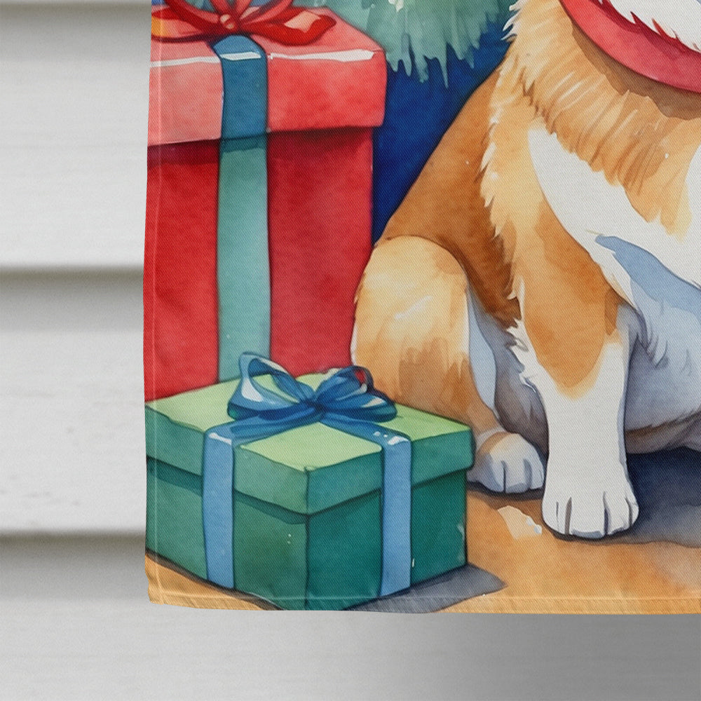 Corgi Christmas Reindeer House Flag 28x40 Porch Sleeve Pole Decorative Outside Yard Banner Artwork Wall Hanging, Polyester