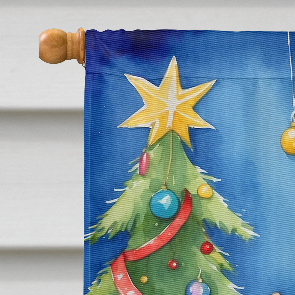 Coton de Tulear Christmas Reindeer House Flag 28x40 Porch Sleeve Pole Decorative Outside Yard Banner Artwork Wall Hanging, Polyester