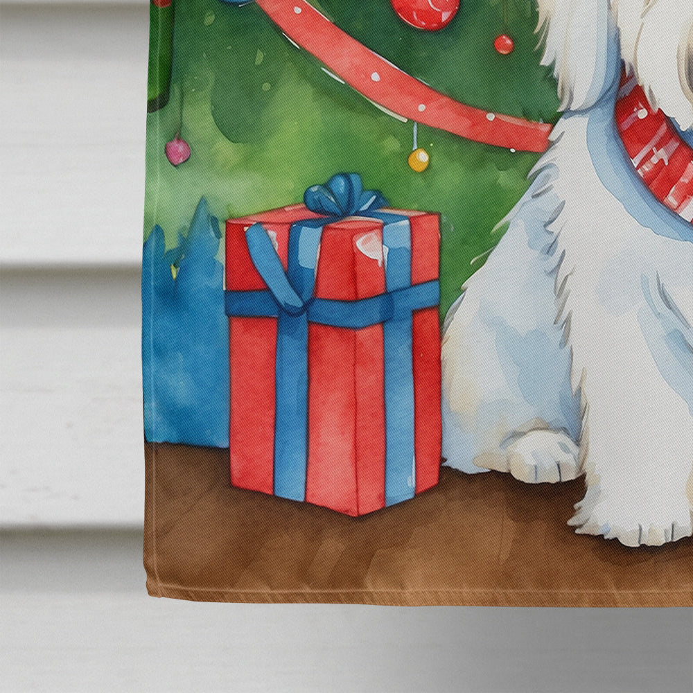 Coton de Tulear Christmas Reindeer House Flag 28x40 Porch Sleeve Pole Decorative Outside Yard Banner Artwork Wall Hanging, Polyester