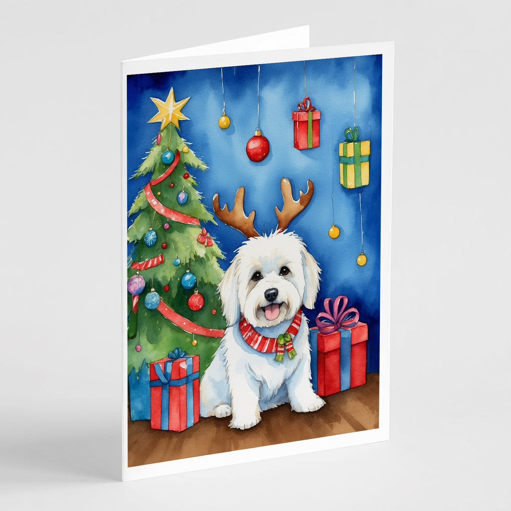 Coton de Tulear Christmas Reindeer Greeting Cards Pack of 8 Blank Cards with Envelopes Whimsical A7 Size 5x7