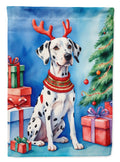 Dalmatian Christmas Reindeer House Flag 28x40 Porch Sleeve Pole Decorative Outside Yard Banner Artwork Wall Hanging, Polyester