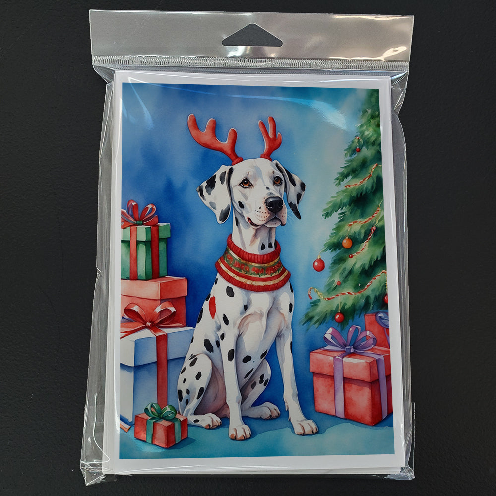 Dalmatian Christmas Reindeer Greeting Cards Pack of 8 Blank Cards with Envelopes Whimsical A7 Size 5x7