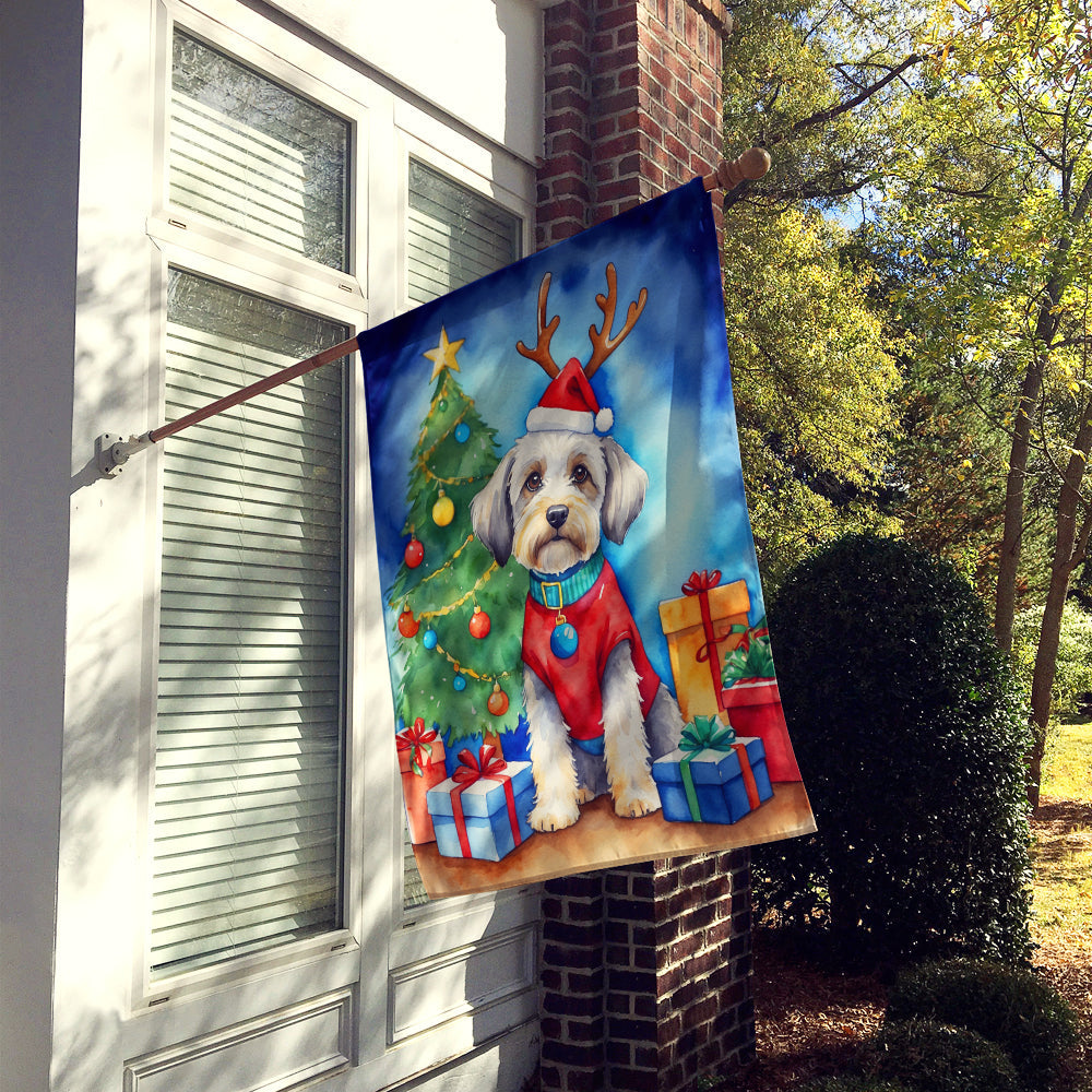 Dandie Dinmont Terrier Christmas Reindeer House Flag 28x40 Porch Sleeve Pole Decorative Outside Yard Banner Artwork Wall Hanging, Polyester