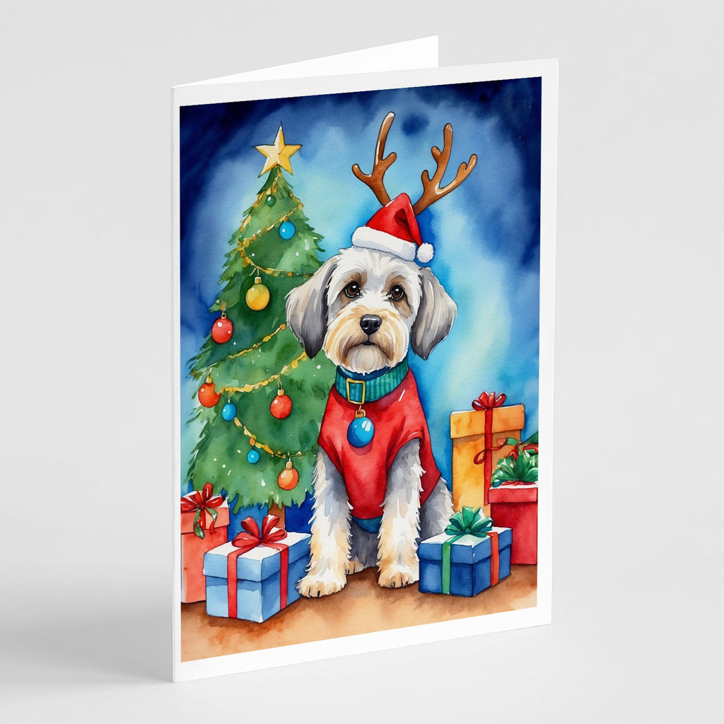 Dandie Dinmont Terrier Christmas Reindeer Greeting Cards Pack of 8 Blank Cards with Envelopes Whimsical A7 Size 5x7