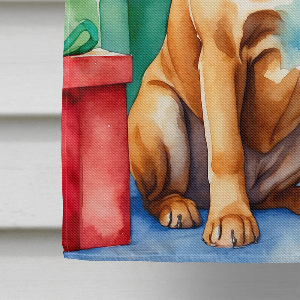 Dogue de Bordeaux Christmas Reindeer House Flag 28x40 Porch Sleeve Pole Decorative Outside Yard Banner Artwork Wall Hanging, Polyester