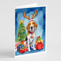 English Foxhound Christmas Reindeer Greeting Cards Pack of 8 Blank Cards with Envelopes Whimsical A7 Size 5x7