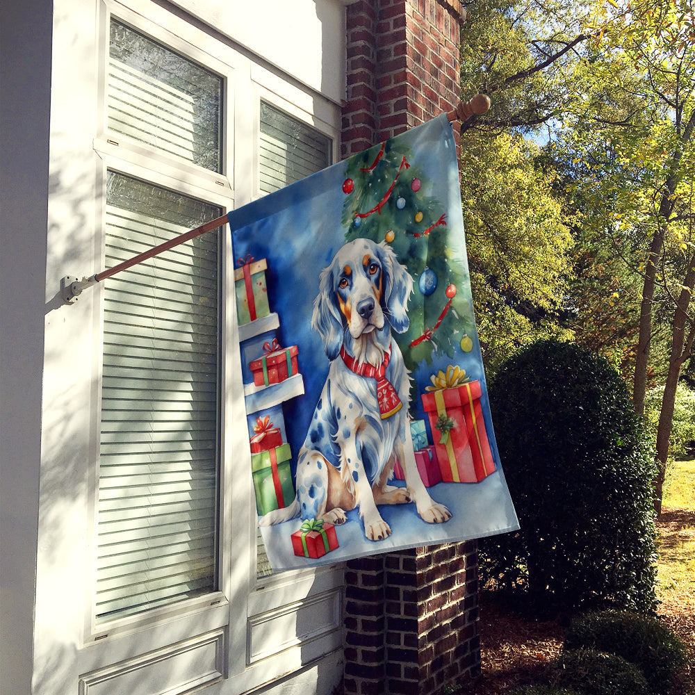 English Setter Christmas Reindeer House Flag 28x40 Porch Sleeve Pole Decorative Outside Yard Banner Artwork Wall Hanging, Polyester