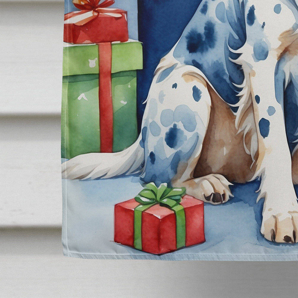 English Setter Christmas Reindeer House Flag 28x40 Porch Sleeve Pole Decorative Outside Yard Banner Artwork Wall Hanging, Polyester