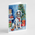 English Setter Christmas Reindeer Greeting Cards Pack of 8 Blank Cards with Envelopes Whimsical A7 Size 5x7