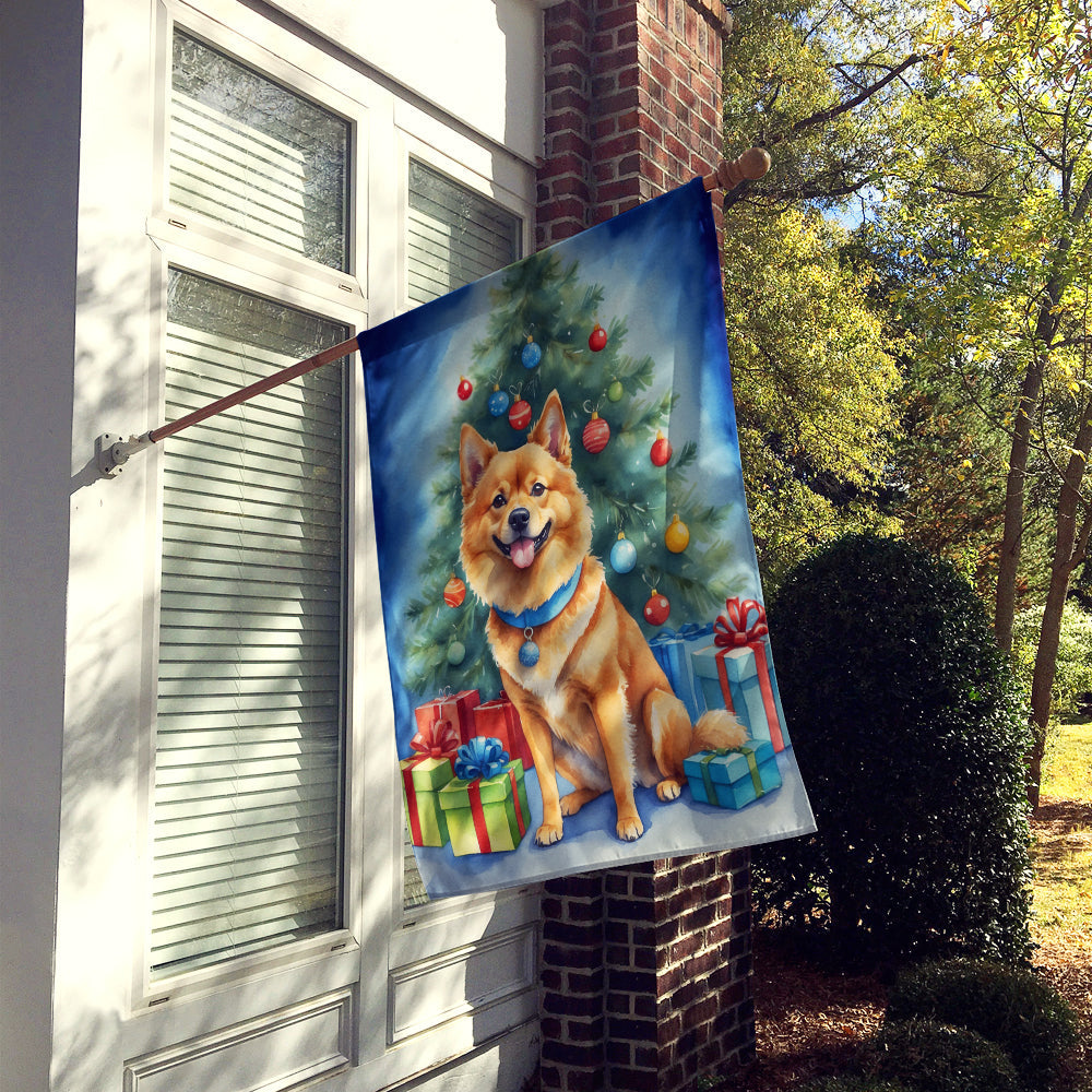 Finnish Spitz Christmas Reindeer House Flag 28x40 Porch Sleeve Pole Decorative Outside Yard Banner Artwork Wall Hanging, Polyester
