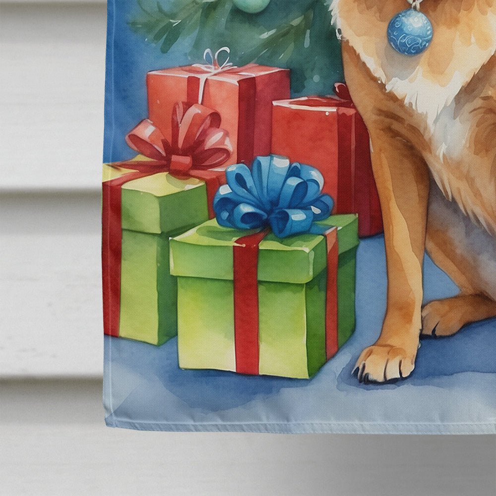 Finnish Spitz Christmas Reindeer House Flag 28x40 Porch Sleeve Pole Decorative Outside Yard Banner Artwork Wall Hanging, Polyester