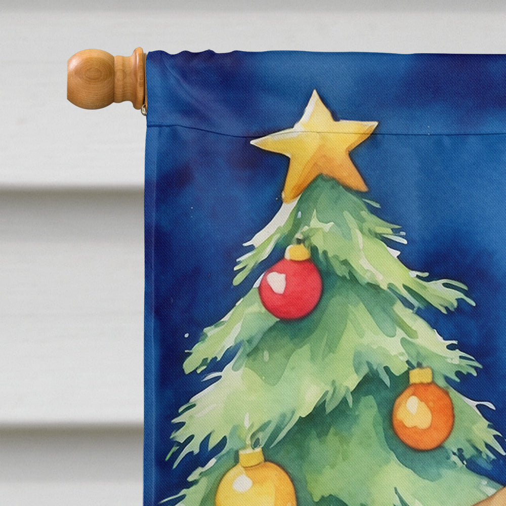 Fox Terrier Christmas Reindeer House Flag 28x40 Porch Sleeve Pole Decorative Outside Yard Banner Artwork Wall Hanging, Polyester