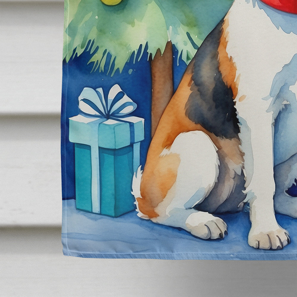 Fox Terrier Christmas Reindeer House Flag 28x40 Porch Sleeve Pole Decorative Outside Yard Banner Artwork Wall Hanging, Polyester