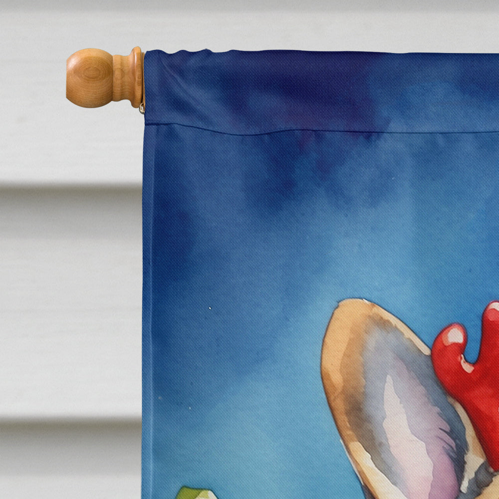 French Bulldog Christmas Reindeer House Flag 28x40 Porch Sleeve Pole Decorative Outside Yard Banner Artwork Wall Hanging, Polyester