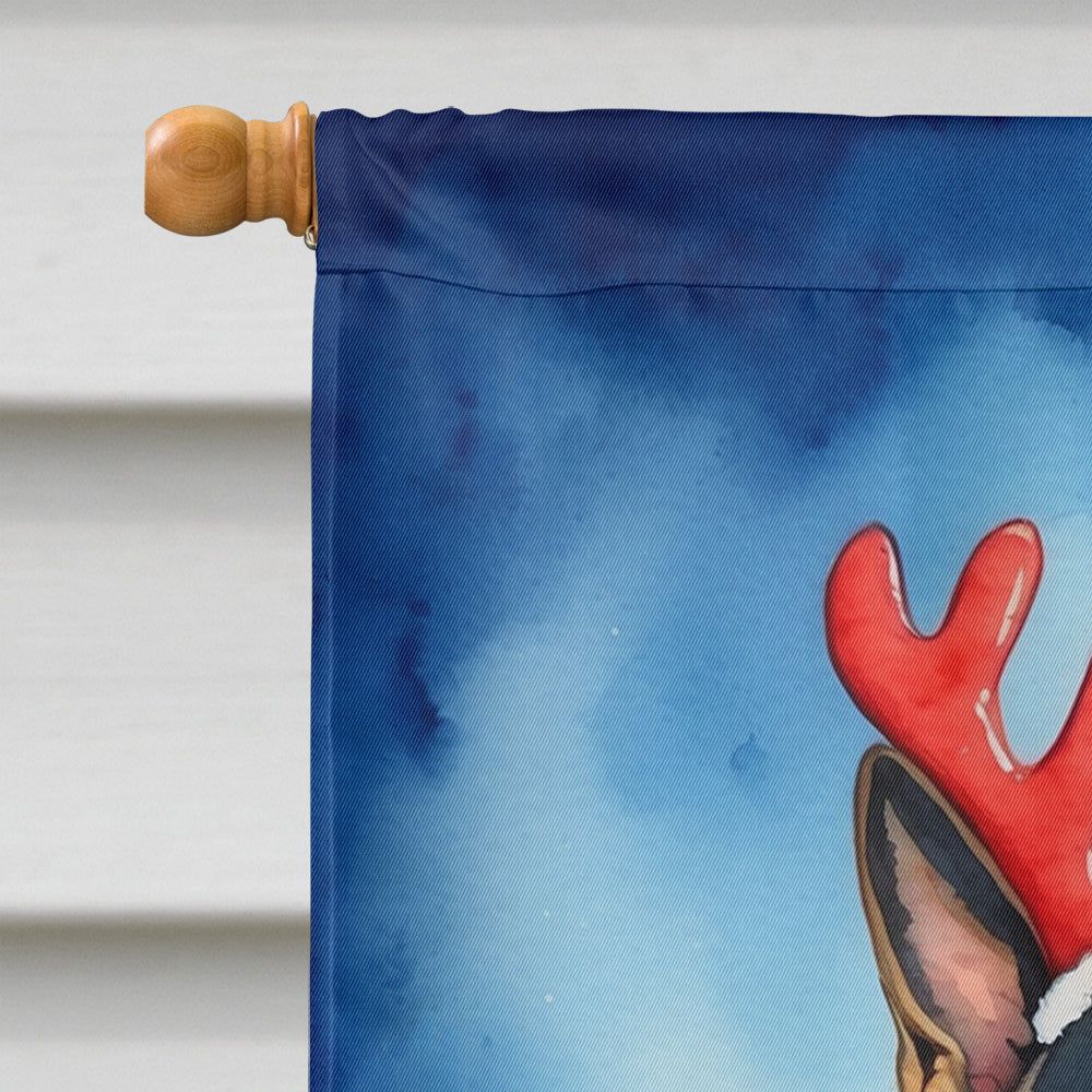German Shepherd Christmas Reindeer House Flag 28x40 Porch Sleeve Pole Decorative Outside Yard Banner Artwork Wall Hanging, Polyester