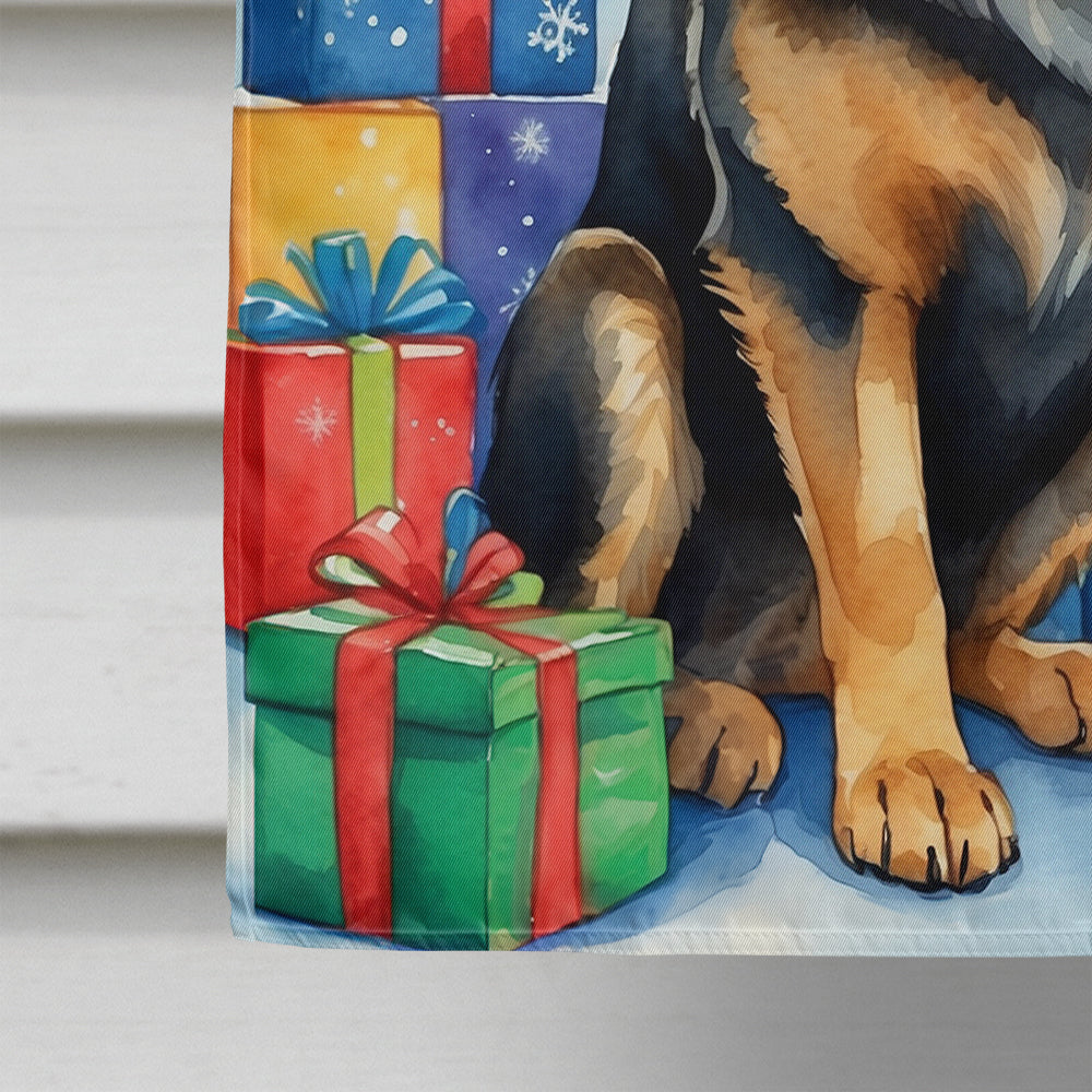 German Shepherd Christmas Reindeer House Flag 28x40 Porch Sleeve Pole Decorative Outside Yard Banner Artwork Wall Hanging, Polyester