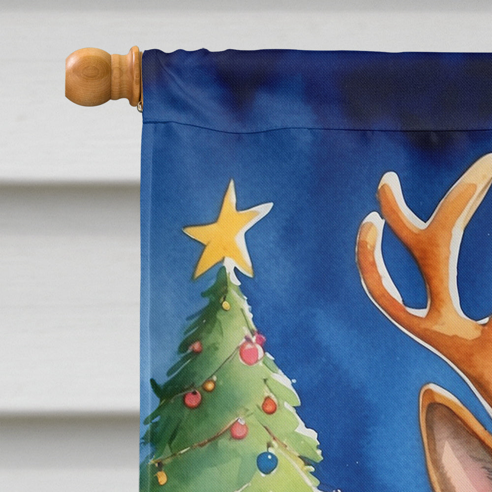 German Shepherd Christmas Reindeer House Flag 28x40 Porch Sleeve Pole Decorative Outside Yard Banner Artwork Wall Hanging, Polyester