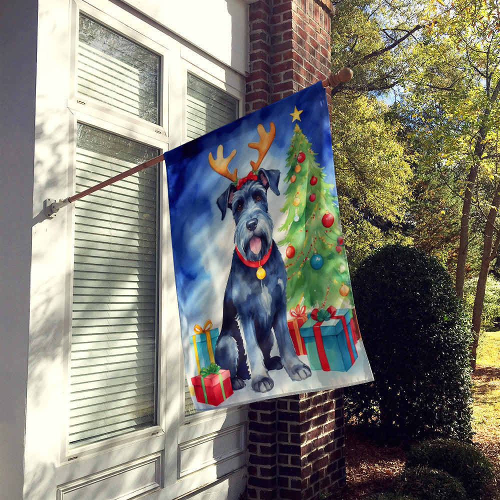 Giant Schnauzer Pointer Christmas Reindeer House Flag 28x40 Porch Sleeve Pole Decorative Outside Yard Banner Artwork Wall Hanging, Polyester