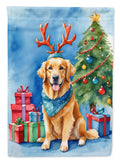 Golden Retriever Christmas Reindeer House Flag 28x40 Porch Sleeve Pole Decorative Outside Yard Banner Artwork Wall Hanging, Polyester