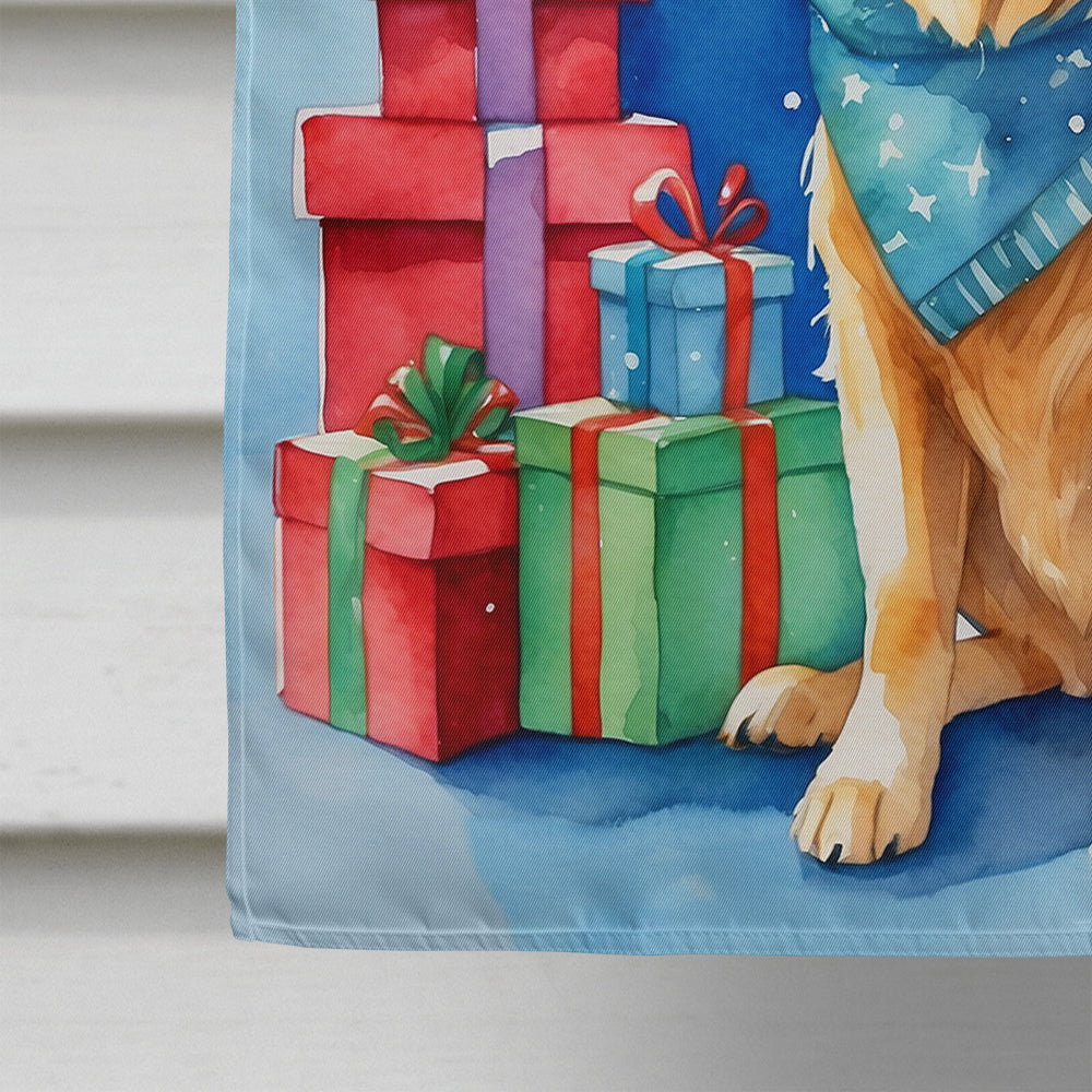 Golden Retriever Christmas Reindeer House Flag 28x40 Porch Sleeve Pole Decorative Outside Yard Banner Artwork Wall Hanging, Polyester