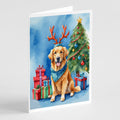 Golden Retriever Christmas Reindeer Greeting Cards Pack of 8 Blank Cards with Envelopes Whimsical A7 Size 5x7