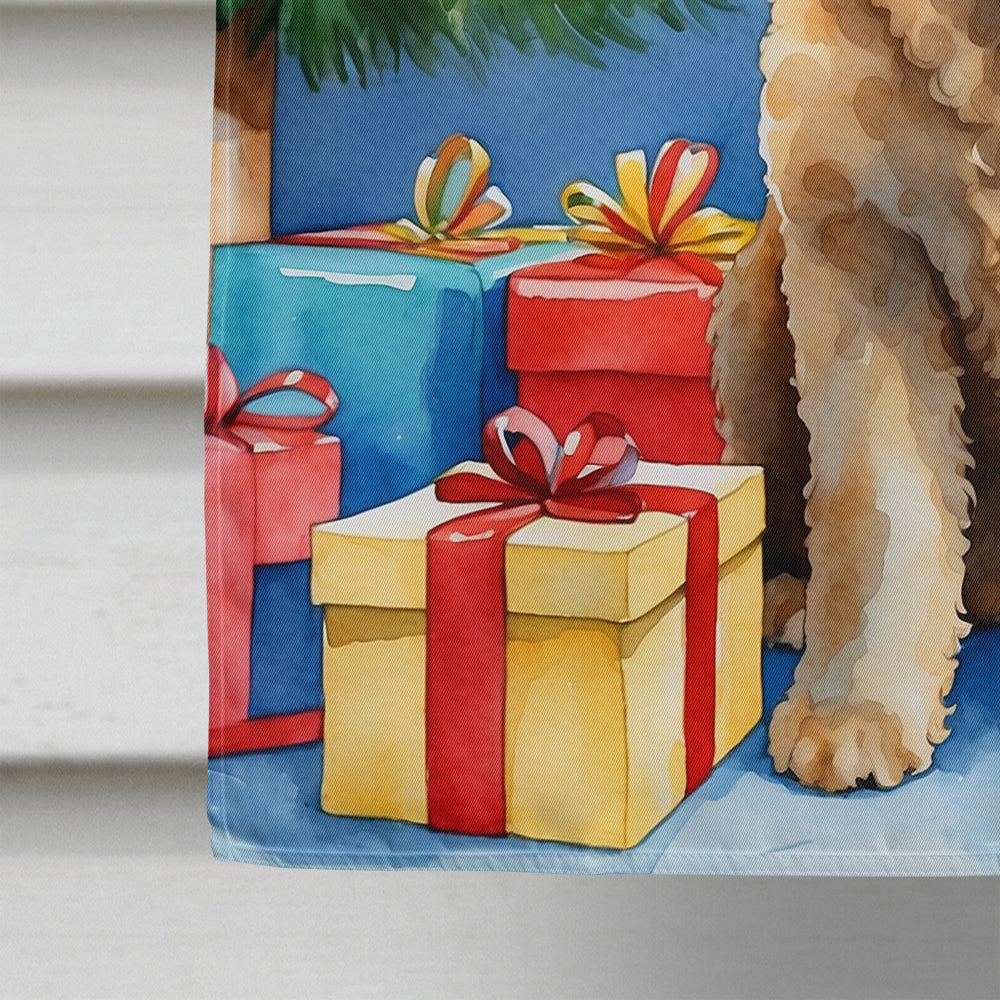 Goldendoodle Christmas Reindeer House Flag 28x40 Porch Sleeve Pole Decorative Outside Yard Banner Artwork Wall Hanging, Polyester