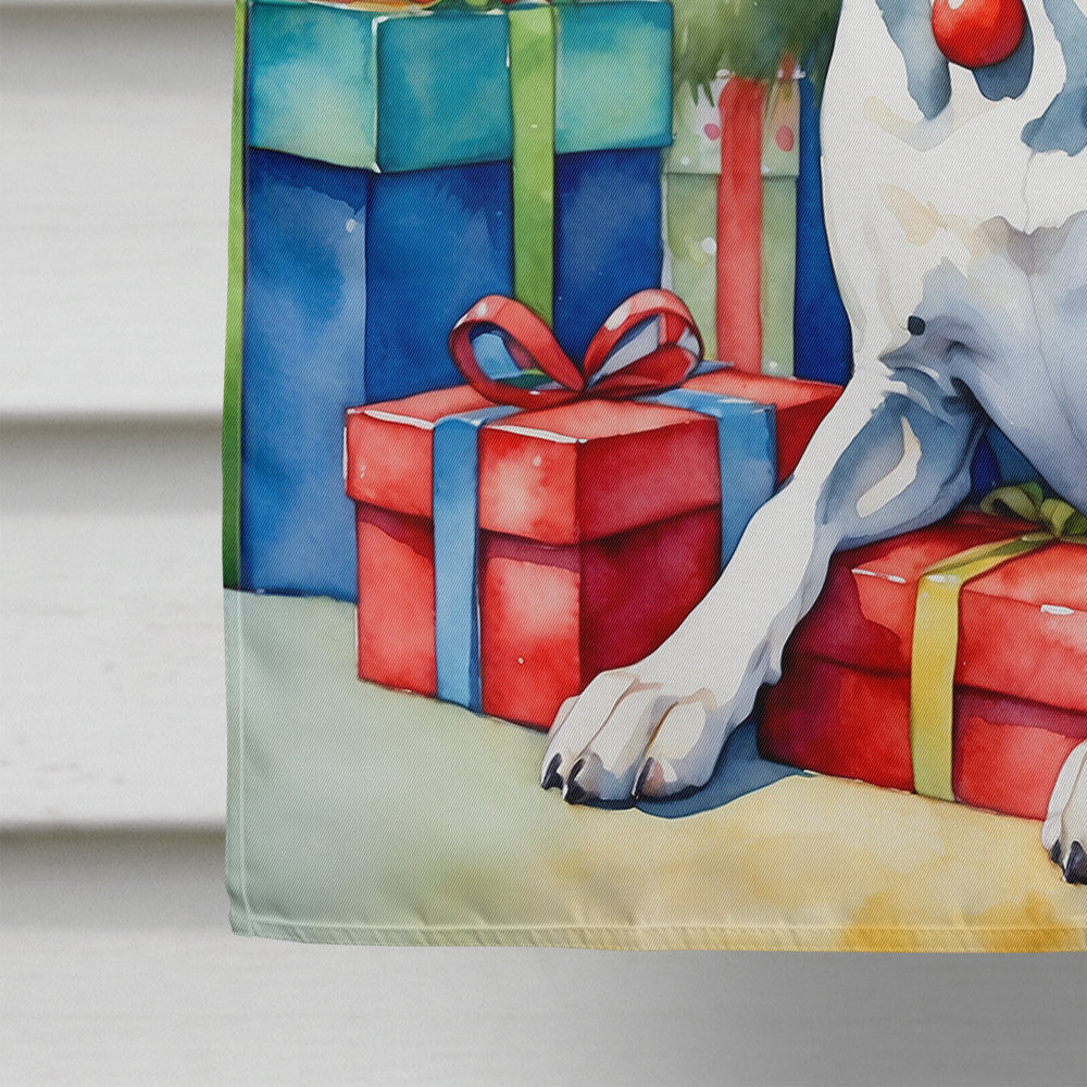 Harlequin Great Dane Christmas Reindeer House Flag 28x40 Porch Sleeve Pole Decorative Outside Yard Banner Artwork Wall Hanging, Polyester