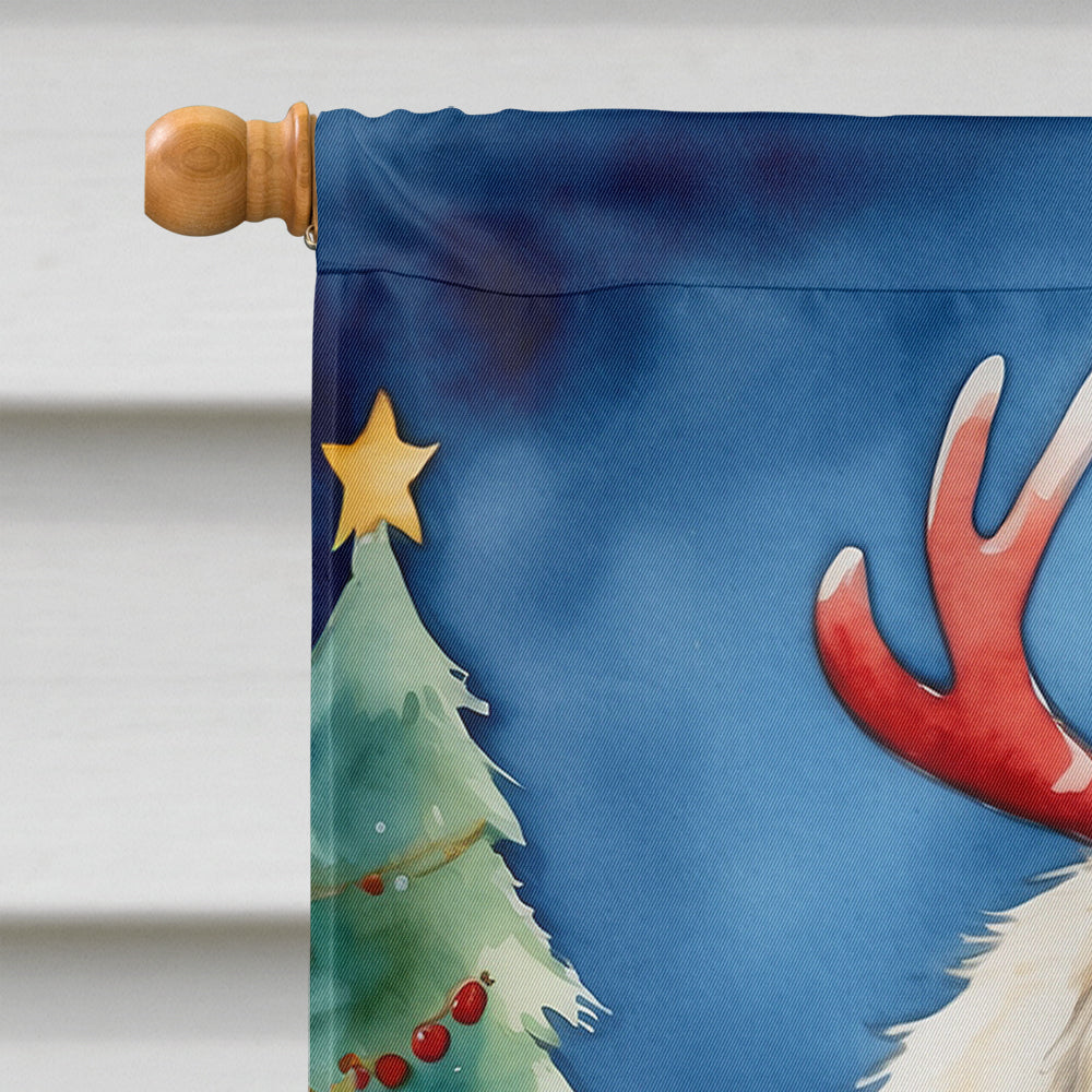 Great Pyrenees Christmas Reindeer House Flag 28x40 Porch Sleeve Pole Decorative Outside Yard Banner Artwork Wall Hanging, Polyester