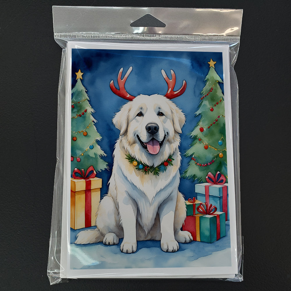 Great Pyrenees Christmas Reindeer Greeting Cards Pack of 8 Blank Cards with Envelopes Whimsical A7 Size 5x7