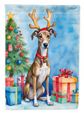Brindle Greyhound Christmas Reindeer House Flag 28x40 Porch Sleeve Pole Decorative Outside Yard Banner Artwork Wall Hanging, Polyester