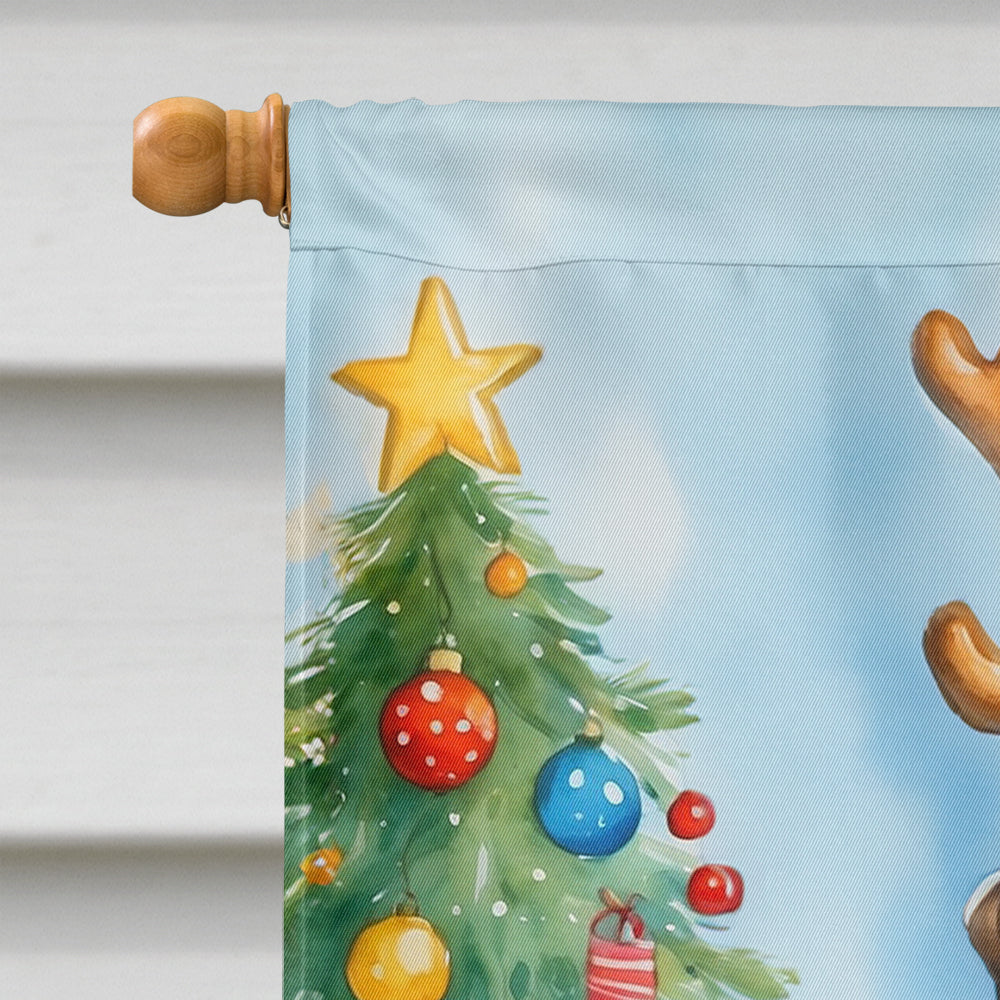 Brindle Greyhound Christmas Reindeer House Flag 28x40 Porch Sleeve Pole Decorative Outside Yard Banner Artwork Wall Hanging, Polyester