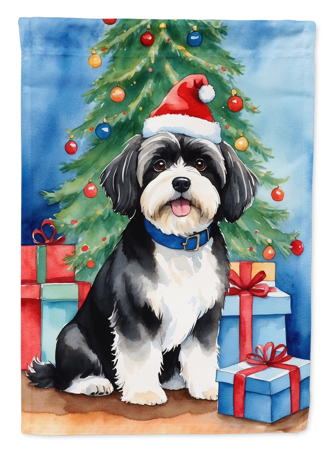 Havanese Christmas Reindeer House Flag 28x40 Porch Sleeve Pole Decorative Outside Yard Banner Artwork Wall Hanging, Polyester