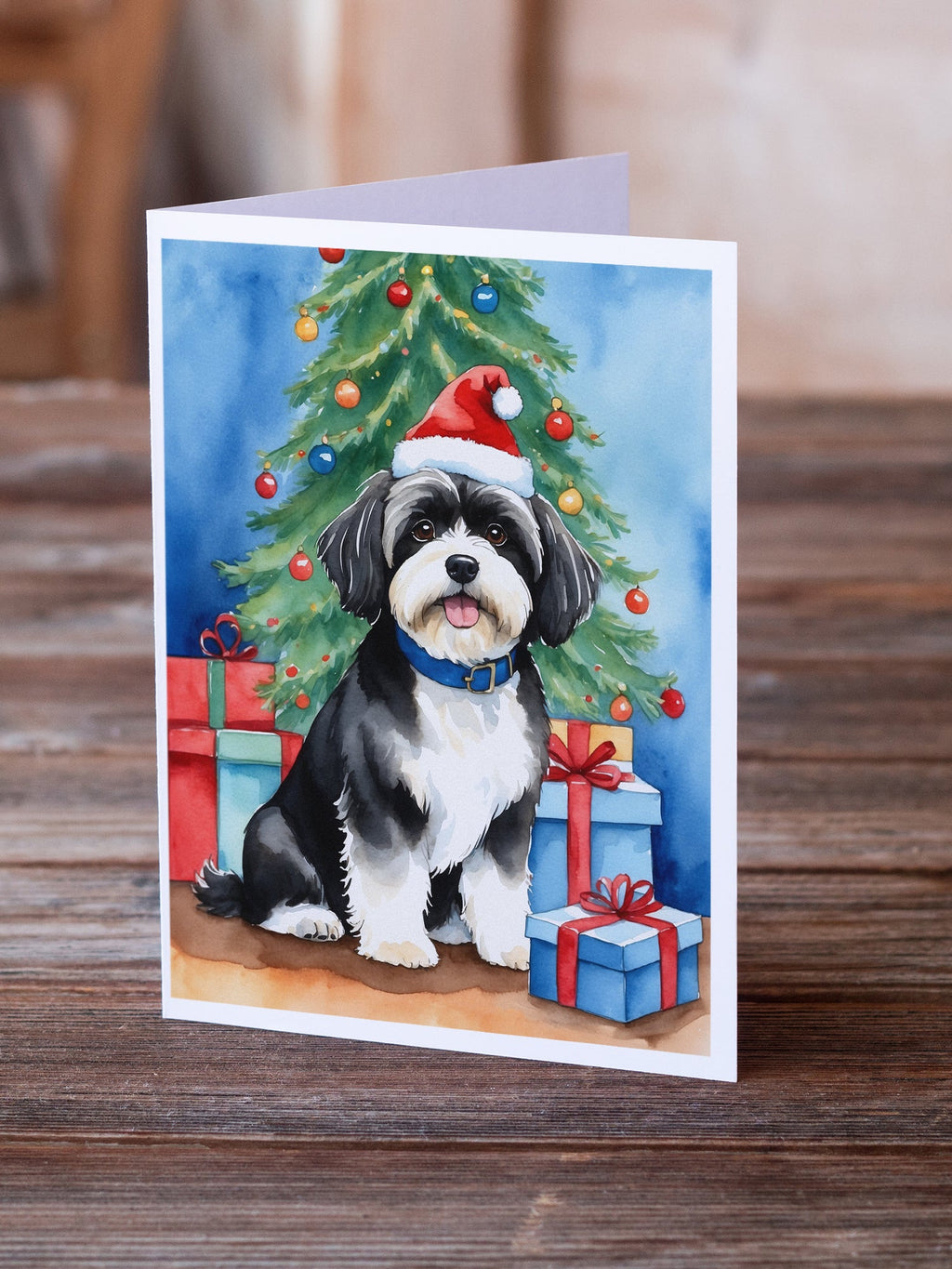 Havanese Christmas Reindeer Greeting Cards Pack of 8 Blank Cards with Envelopes Whimsical A7 Size 5x7