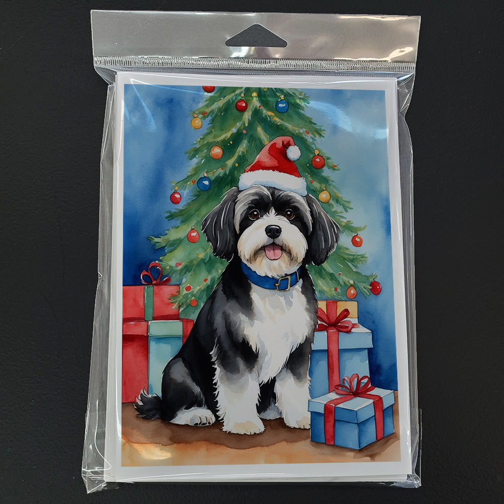 Havanese Christmas Reindeer Greeting Cards Pack of 8 Blank Cards with Envelopes Whimsical A7 Size 5x7