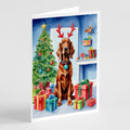 Irish Setter Christmas Reindeer Greeting Cards Pack of 8 Blank Cards with Envelopes Whimsical A7 Size 5x7