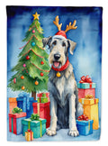Irish Wolfhound Christmas Reindeer House Flag 28x40 Porch Sleeve Pole Decorative Outside Yard Banner Artwork Wall Hanging, Polyester