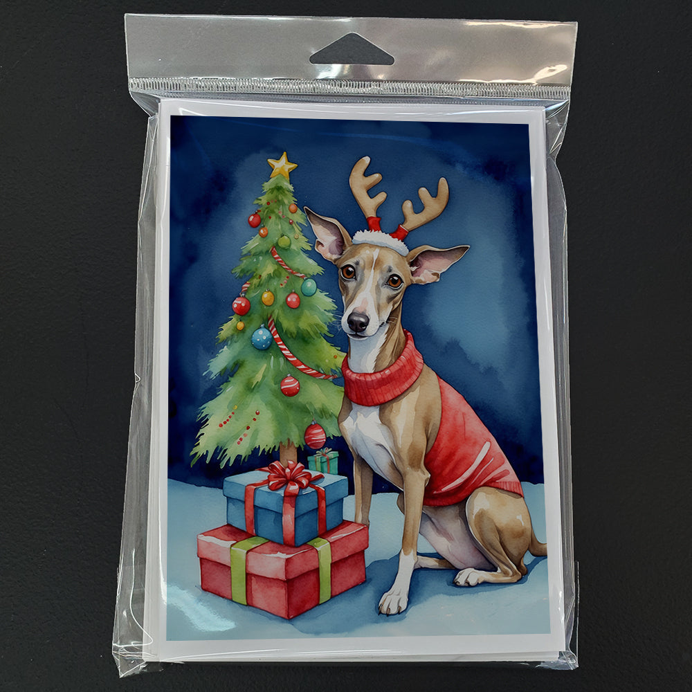 Italian Greyhound Christmas Reindeer Greeting Cards Pack of 8 Blank Cards with Envelopes Whimsical A7 Size 5x7