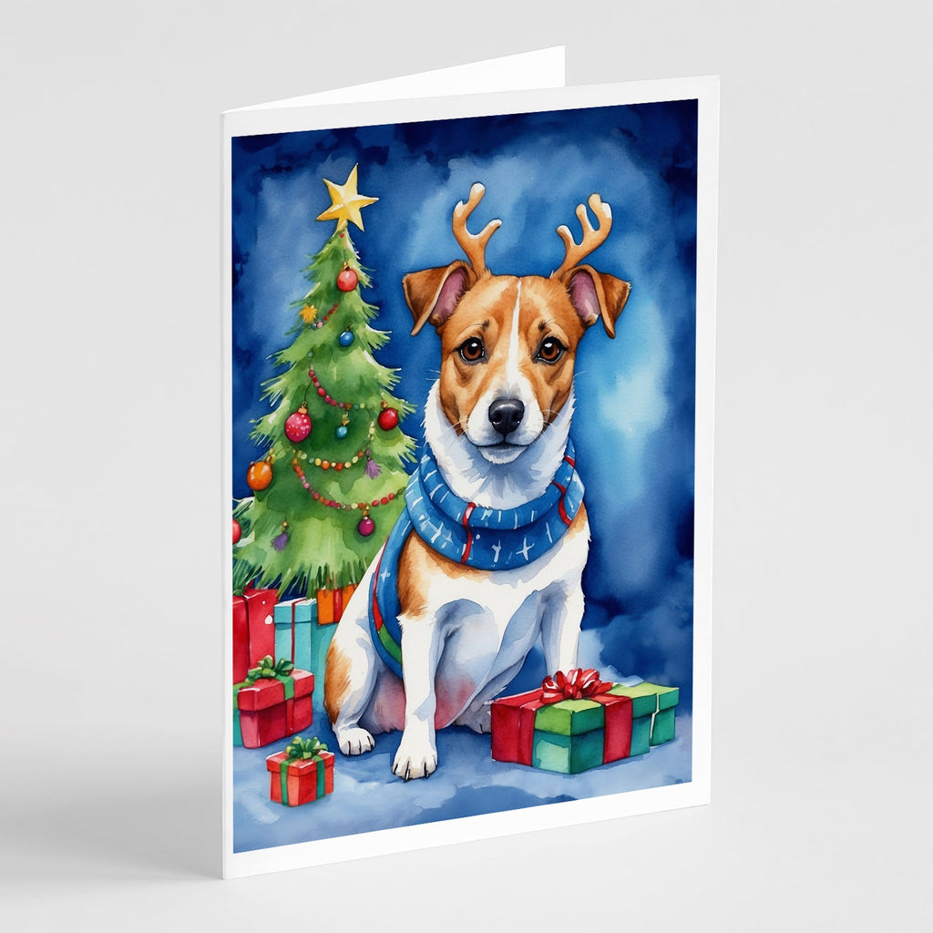 Jack Russell Terrier Christmas Reindeer Greeting Cards Pack of 8 Blank Cards with Envelopes Whimsical A7 Size 5x7