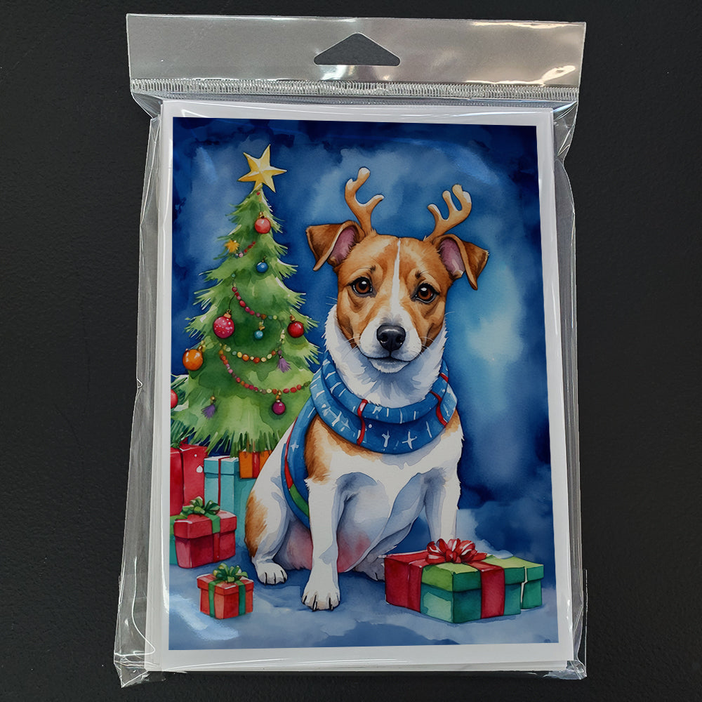 Jack Russell Terrier Christmas Reindeer Greeting Cards Pack of 8 Blank Cards with Envelopes Whimsical A7 Size 5x7