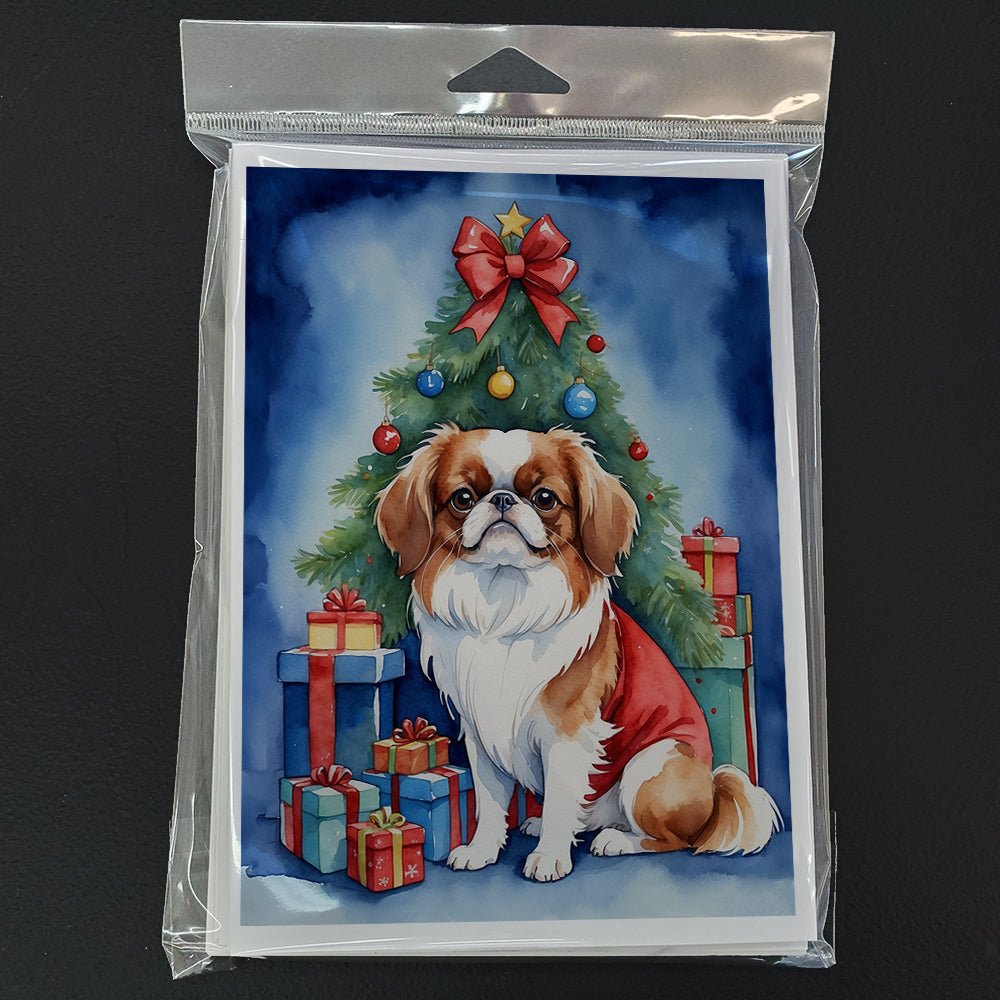 Japanese Chin Christmas Reindeer Greeting Cards Pack of 8 Blank Cards with Envelopes Whimsical A7 Size 5x7