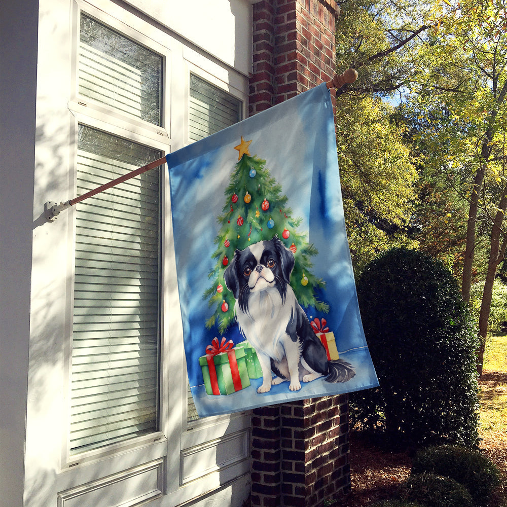 Japanese Chin Christmas Reindeer House Flag 28x40 Porch Sleeve Pole Decorative Outside Yard Banner Artwork Wall Hanging, Polyester