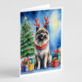 Keeshond Christmas Reindeer Greeting Cards Pack of 8 Blank Cards with Envelopes Whimsical A7 Size 5x7
