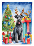 Kerry Blue Terrier Christmas Reindeer House Flag 28x40 Porch Sleeve Pole Decorative Outside Yard Banner Artwork Wall Hanging, Polyester