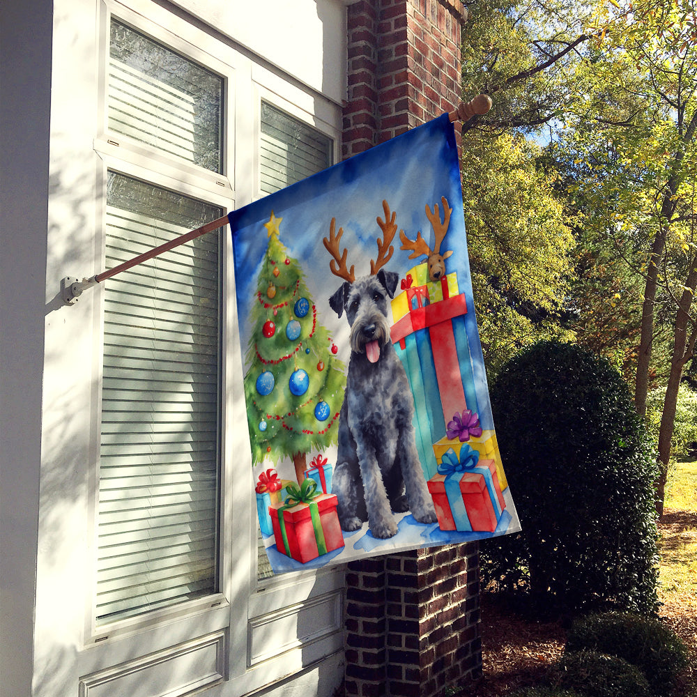Kerry Blue Terrier Christmas Reindeer House Flag 28x40 Porch Sleeve Pole Decorative Outside Yard Banner Artwork Wall Hanging, Polyester